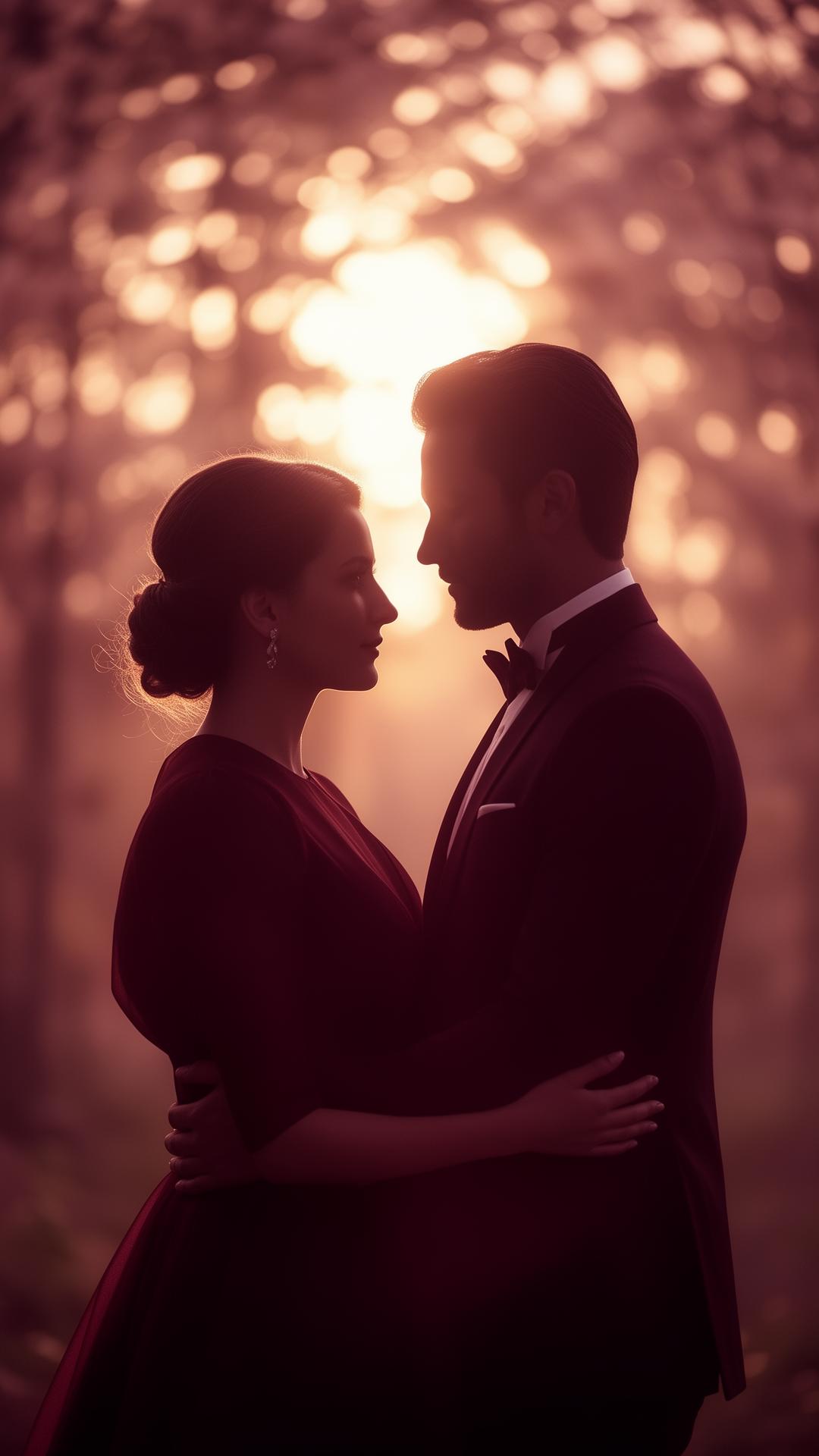 Elegant couple at golden hour